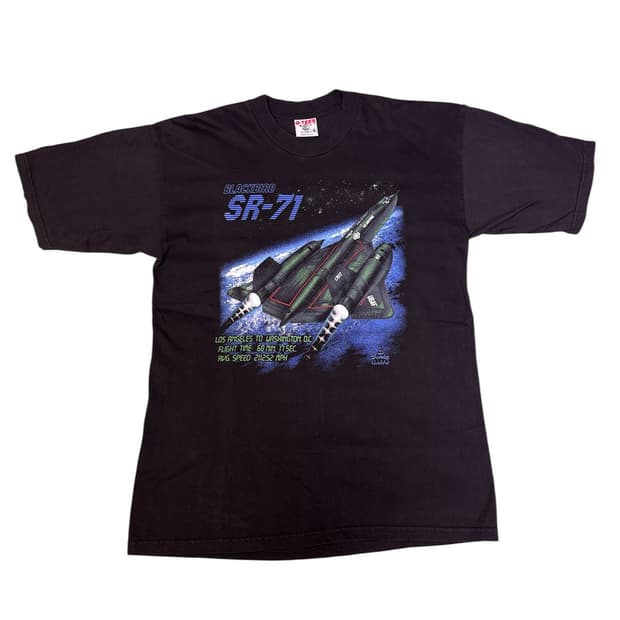 빈티지 90s USAF 블랙버드 SR-71 티셔츠 L