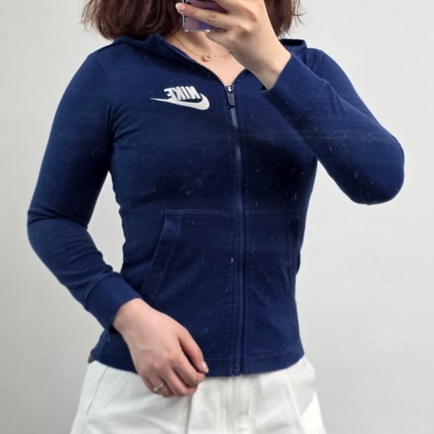 [프립]XS/딱붙핏 나이키 후드 집업 네이비