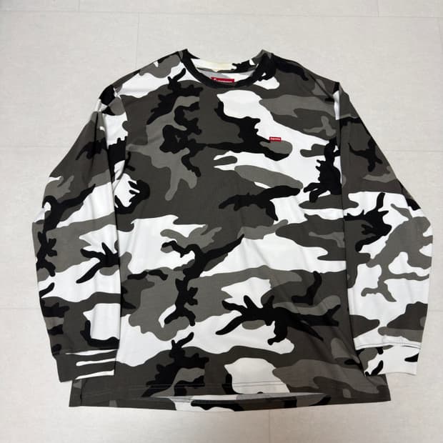 [ XL ] 25ss 슈프림 스몰 박스로고 롱슬리브 스노우 카모