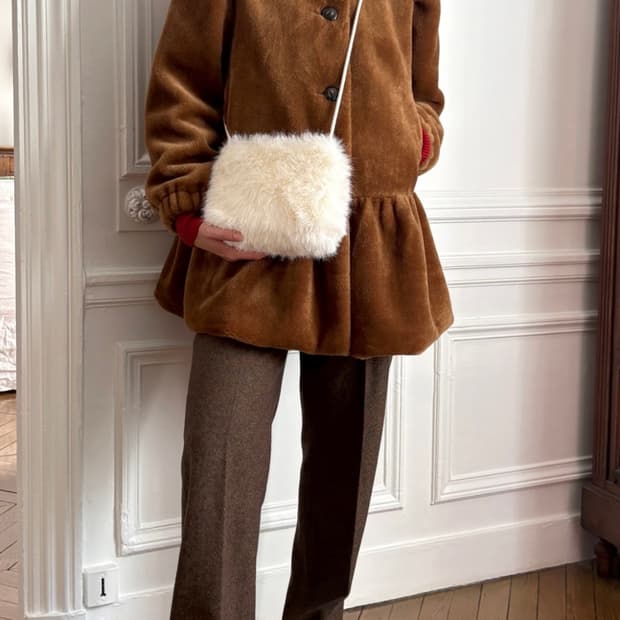 시눈 셔링 퍼코트 브라운