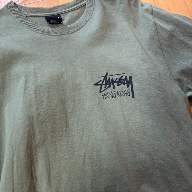 스투시 홍콩 반팔 카키 M