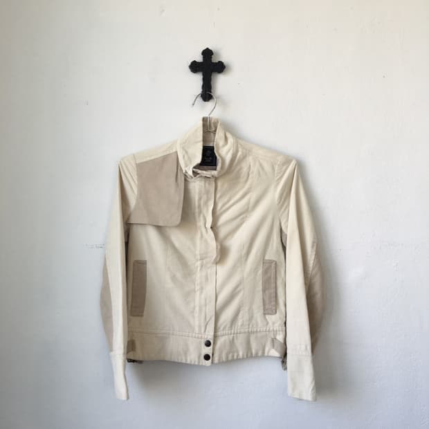 Cotton suede high neck jacket