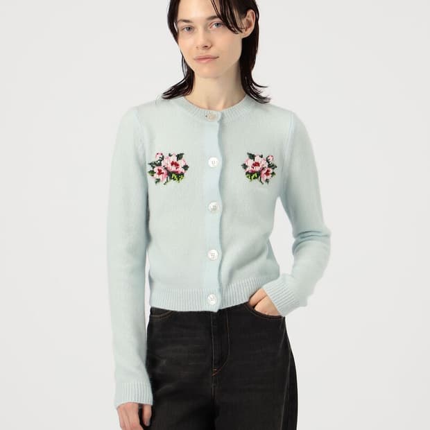 [6,8,10]슈슈통 25fw 캐시미어 자수 비즈 가디건/블루