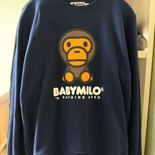 베이프 베이비 마일로 맨투맨 네이비