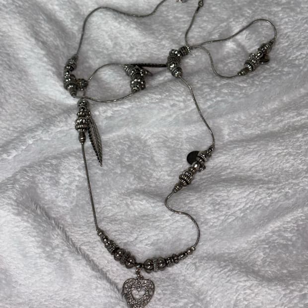 하트 나뭇잎 펜던트 빈티지 목걸이