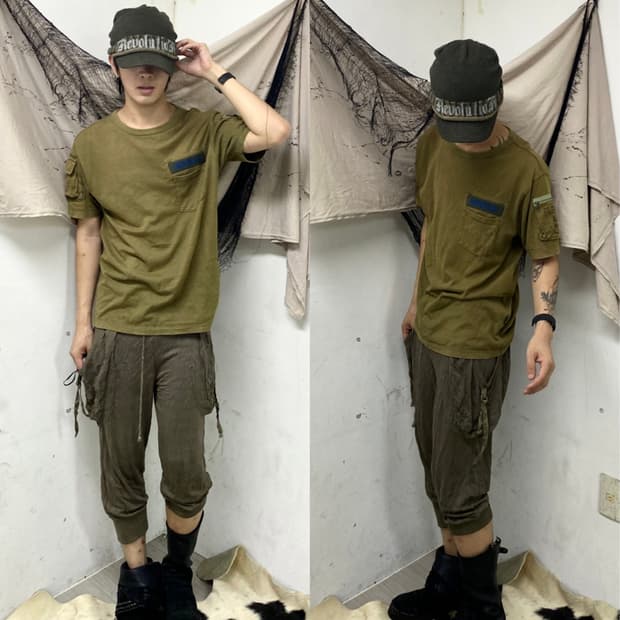 (Avirex)3D Pocket Detail Grunge Tee