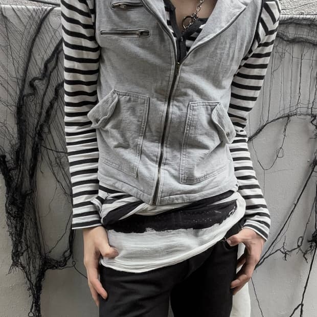 Jpn 00s 락시크 그레이 지퍼 후드집업