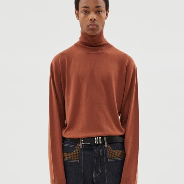 앤더슨벨 마르코 캐시미어 롤 넥 스웨터 베이지 S