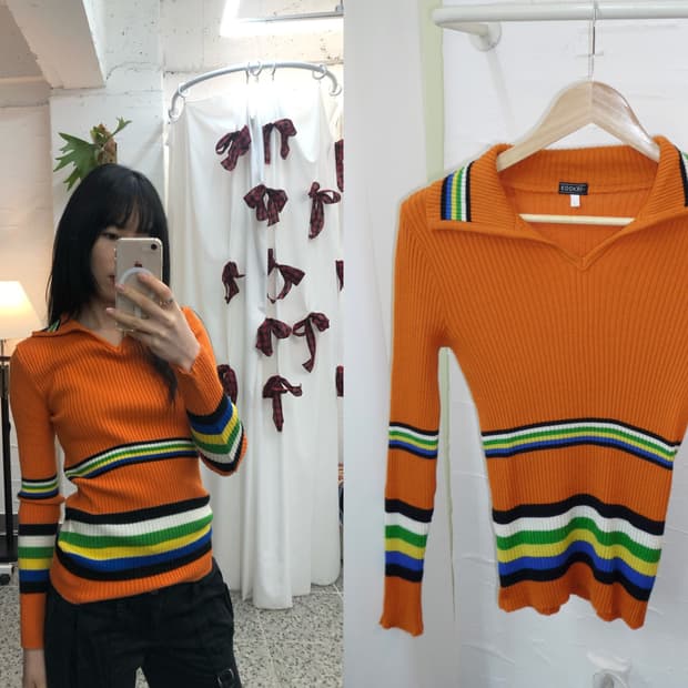 Burnt orange stripe knit