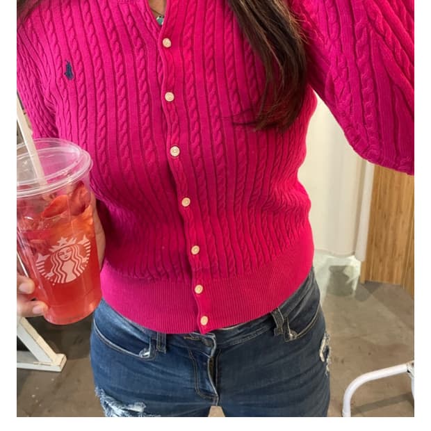 새상품) 폴로 빅 걸즈 케이블 가디건 스포츠 핑크 m