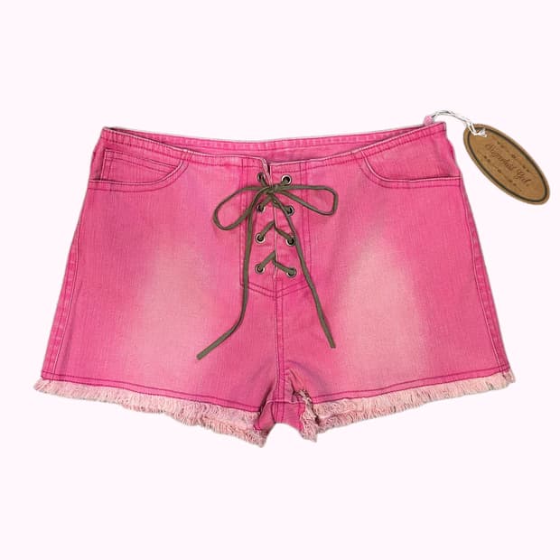 SUGARLESS GAL pink fade lace-up hot pant