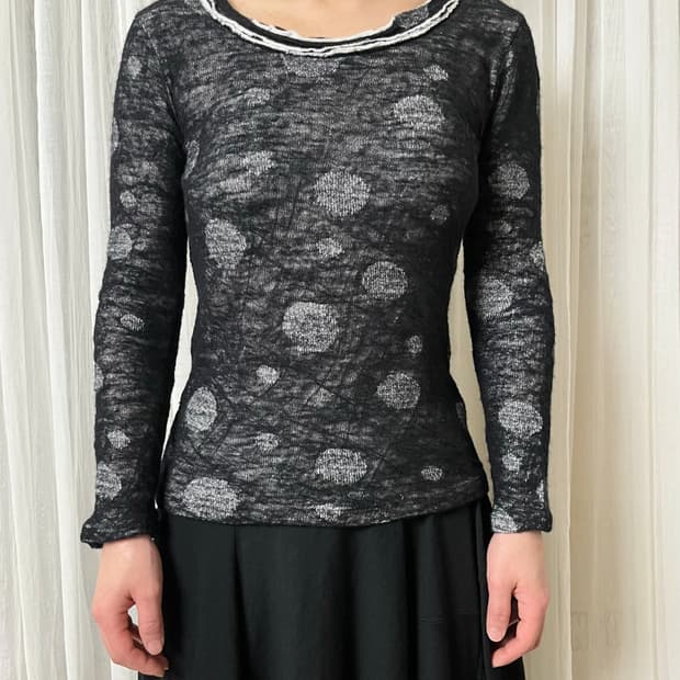 요지야마모토 레이어드 도트 니트 yohji yamamoto noir 