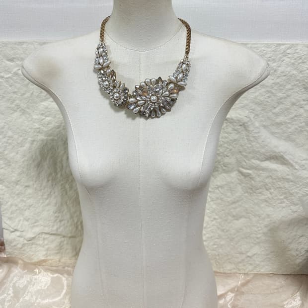 빈티지  오리엔탈 진주 박스체인 목걸이