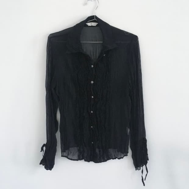 pleats see-through blouse 플리츠 시스루 블라우스 