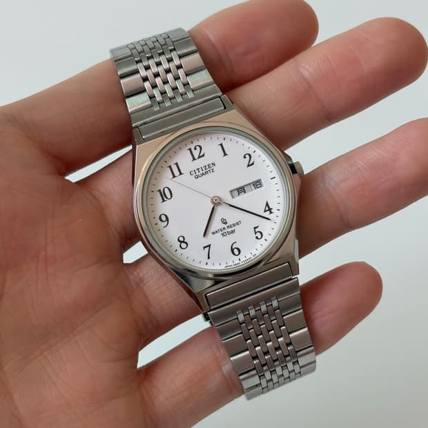 시티즌 1980년대 CQ 아라빅 인덱스 실버 쿼츠 남성