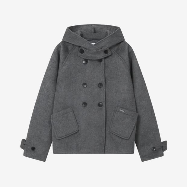 미세키서울 더블 버튼 코트 차콜