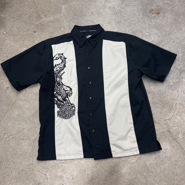 할리데이비슨 이글 하프 셔츠 L