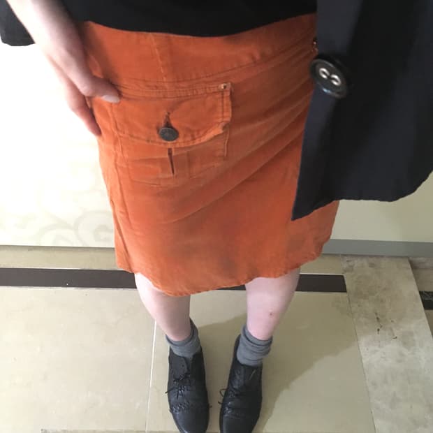 Vintage orange A-line pocket skirt