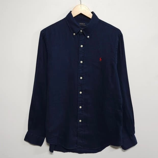 95 POLO 폴로 랄프로렌 가먼트다잉 린넨 셔츠 네이비