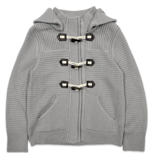 빈티지 Eddie Bauer 그레이 후드 집업 더플 니트