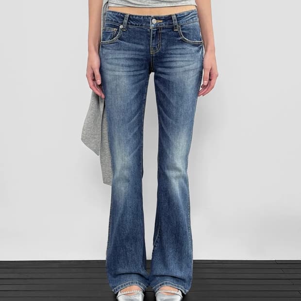 샌드릭 Slim Bootcut Denim Pants_Mid blue