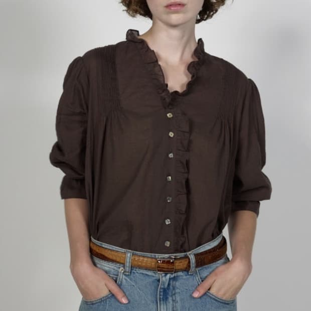 비아플레인 빅토리아 블라우스 브라운