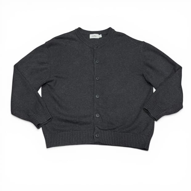 M 커스텀어클락 차콜 U넥 라운드 가디건