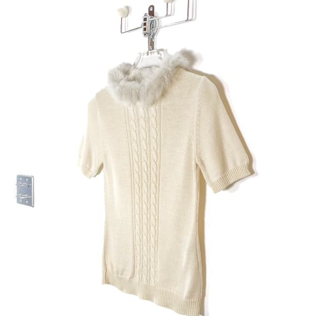 빈티지 폭스퍼 반팔 니트