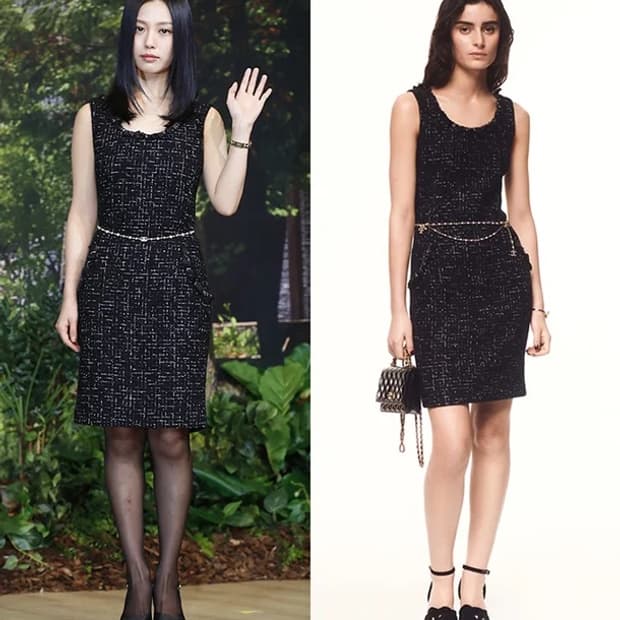 샤넬 24SS 스팽글 트위드 민소매 원피스