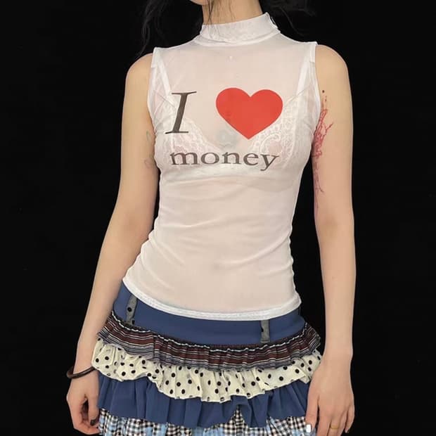 tsunami 쉬어 프린팅 홀터넥 탑