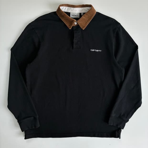 Carhartt 칼하트 블랙 코듀로이 카라 럭비티
