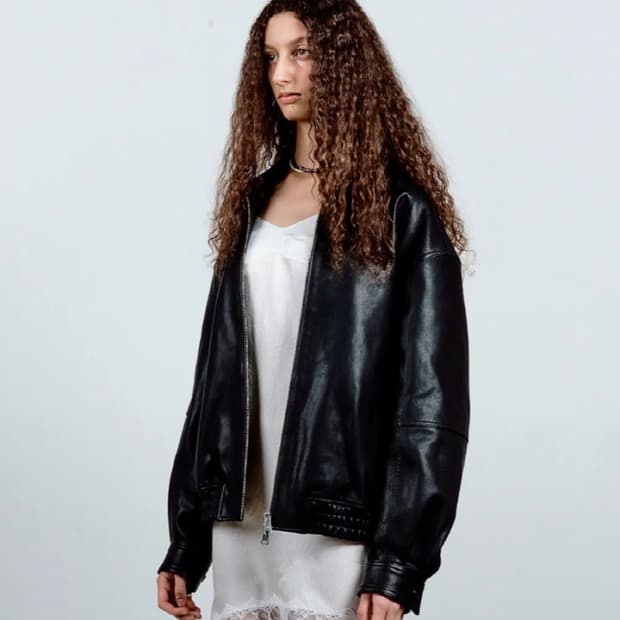 쿠어 오버사이즈 고트 레더 점퍼 블랙 S 우먼