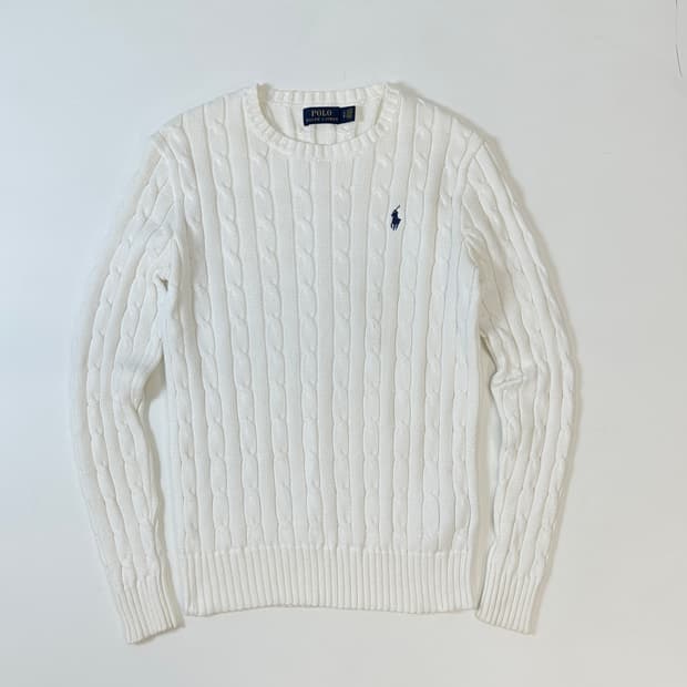 폴로 랄프로렌 케이블 니트 화이트 S