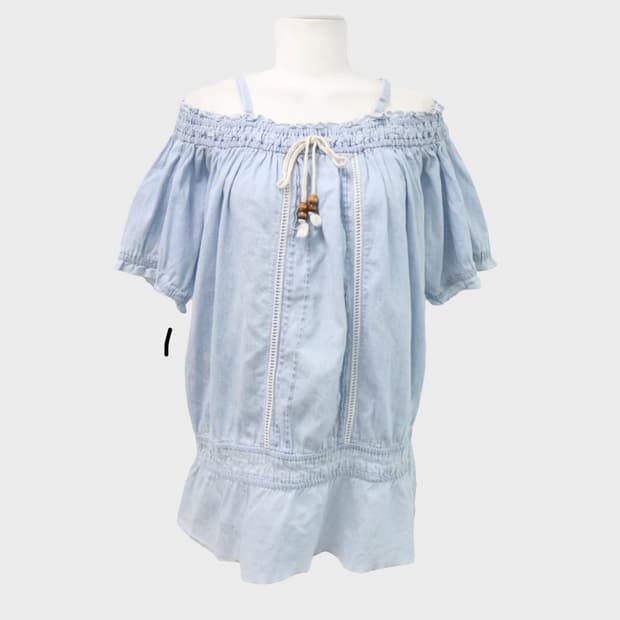 JPN vintage SPINKLE WOMEN XL 하늘 오프숄더 빈티지