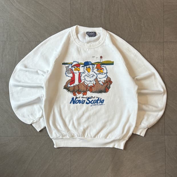90s 90년대 캐나다 생산 빈티지 화이트 스웻셔츠