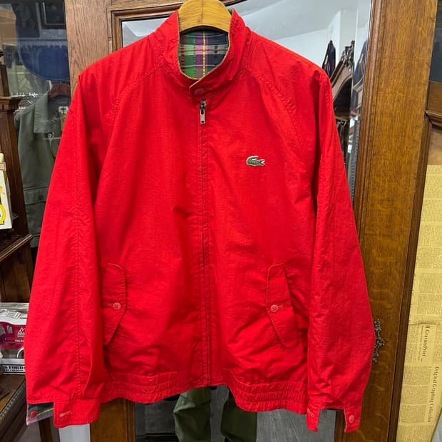 90's Lacoste 리버시블 타탄체크&솔리드 블루종