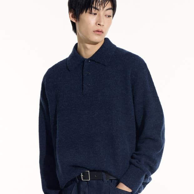 시에클 알파카 폴로 니트 네이비 XL 새상품 판매 정가 16.9만 