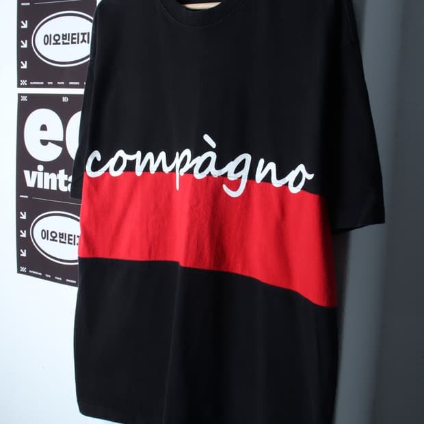 (L-XL) 꼼파뇨 반팔 티셔츠 레터링 블랙 올드스쿨-H32554