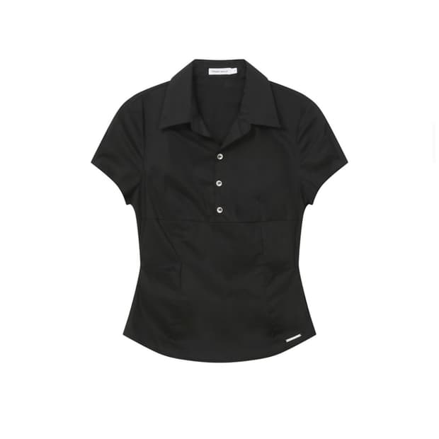 미세키서울 Fitted cap sleeves shirts 블랙 반팔 셔츠