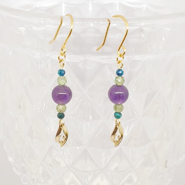 자수정&크리소콜라 귀걸이