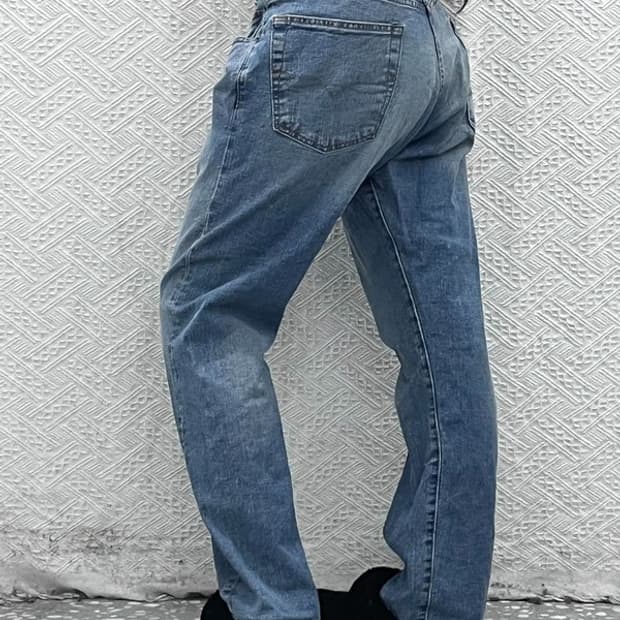 폴로 랄프로렌 빈티지 소가죽패치 워싱 데님팬츠 35인치 C08592