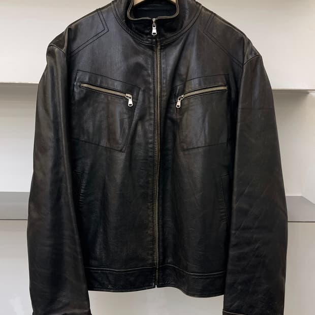 케네스 콜 이탈리아 카우 레더 자켓