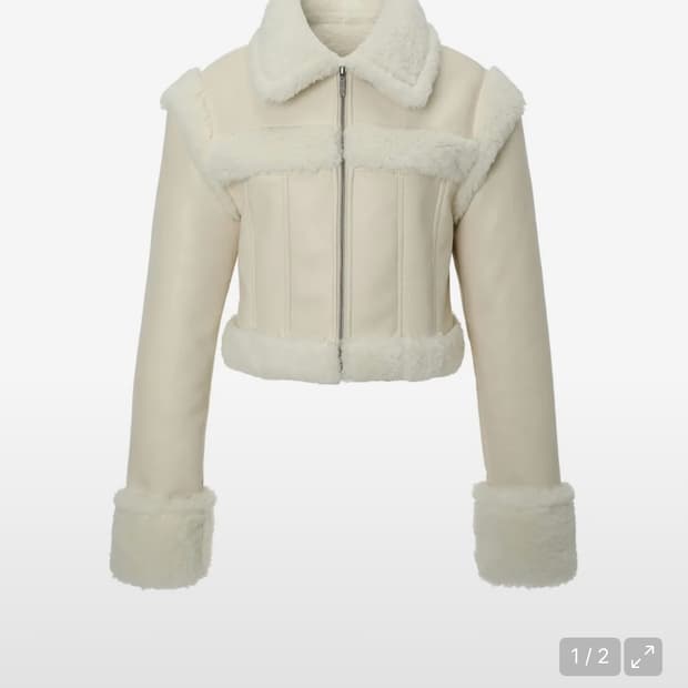 Khakipoint 스티치 퍼 무스탕 (ivory)