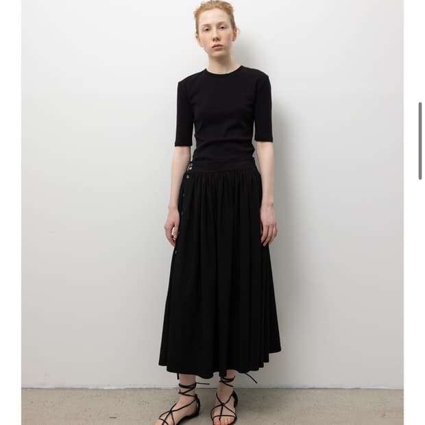 레이스 pleats slit skirt black 새상품