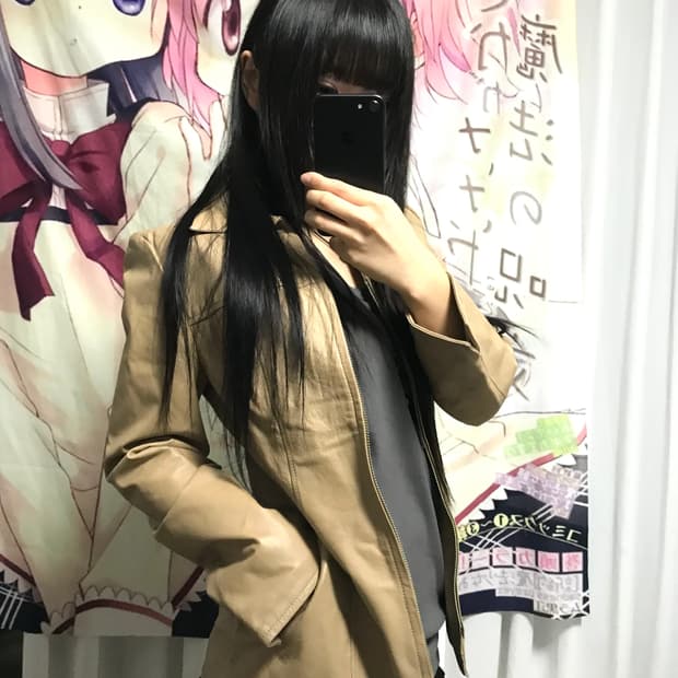 베이지 레더자켓