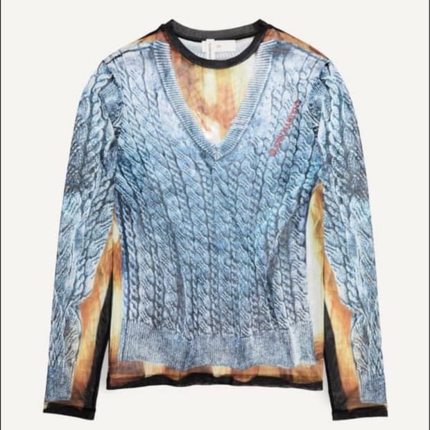 [L] H&M 글렌마틴스 프린트 메쉬 탑 새상품