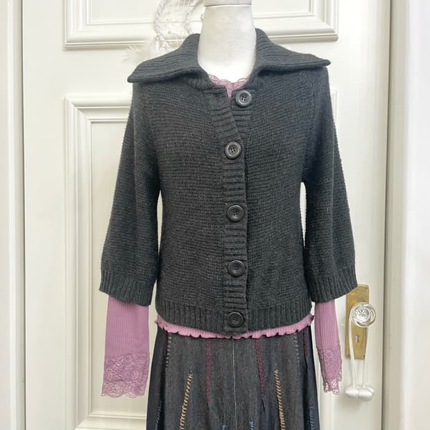 charcoal collar mori mini cardigan