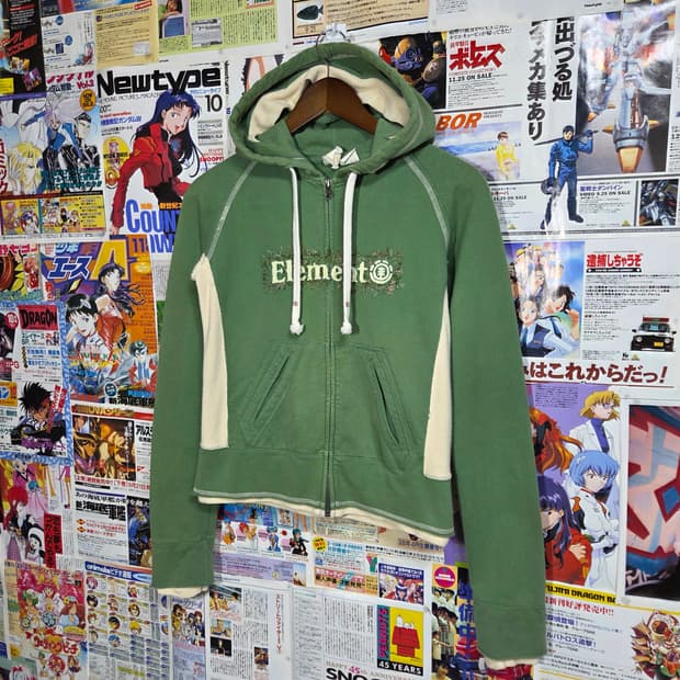 빈티지 자수 슬림핏 레이어드 워머 후드집업