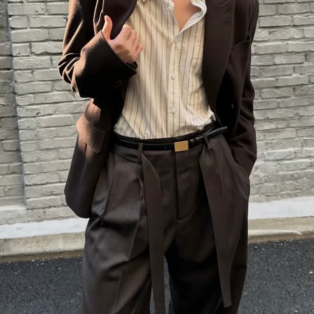 노이어 벨티드 투턱 와이드 슬랙스 52