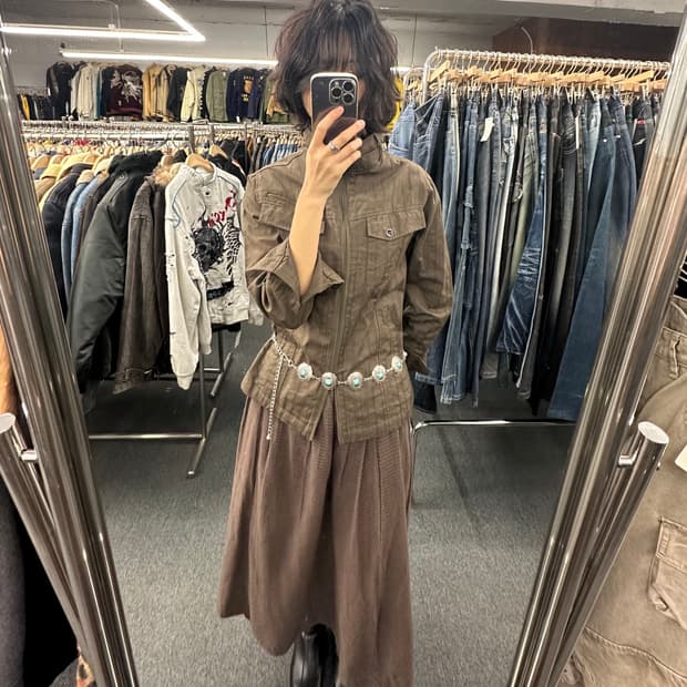 M)Raffrule 빈티지 올리브색 여성자켓